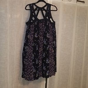 Navy floral swing dress